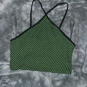 Trendy Green and Black Strappy Crop Top